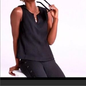 Cabi Women’s Snap Shell Black V-neck Tank Top #5936 size M